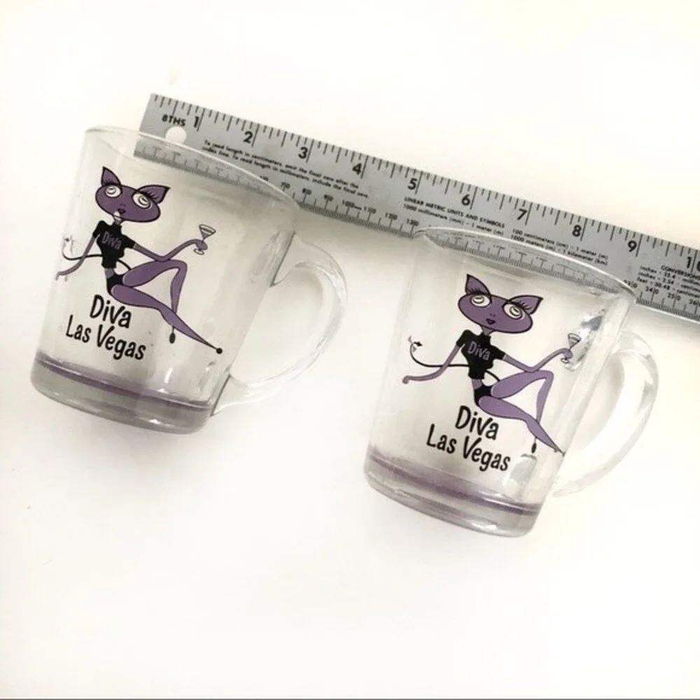 Diva LAS VEGAS Set of Two Clear Glass Coffee Tea Mugs